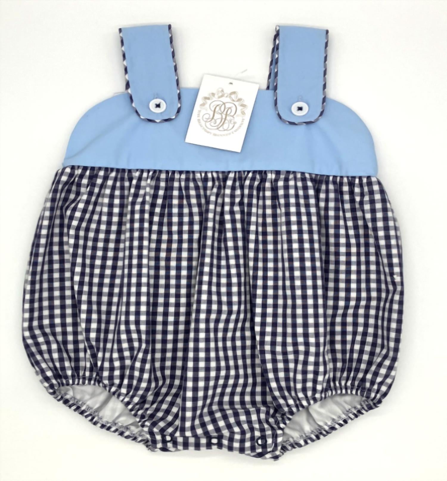 The Beaufort Bonnet Company Kid's Bingham Bubble Romper in blue - kids' item