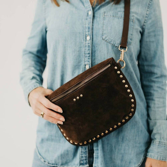 Pretty Simple - Women's Sabrina Studded Suede Bum Bag