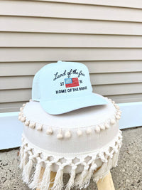 RISEN Women's Land Of The Freedom Home Of The Brave Hat in white - women's hat - detail view
