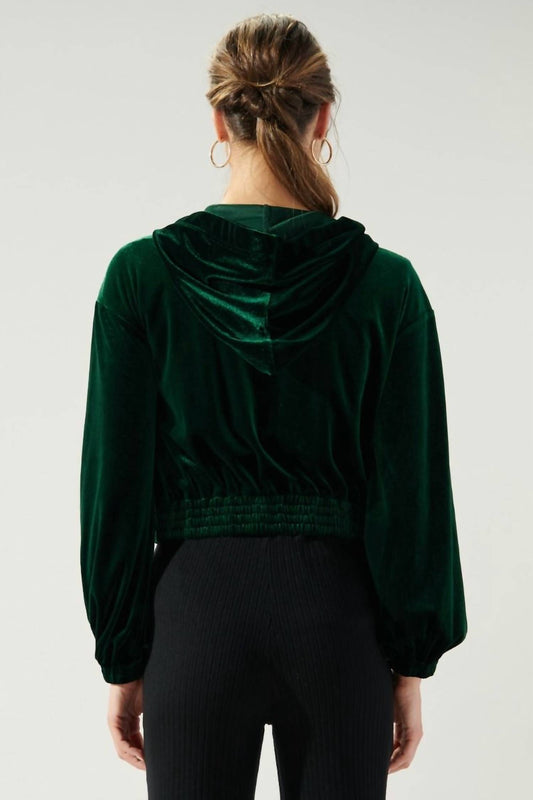 Sugarlips - Everson Velvet Cropped Zip Up Hoodie