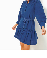 Lilly Pulitzer Drena Linen Mini Dress in martinique blue - women's dress - detail view