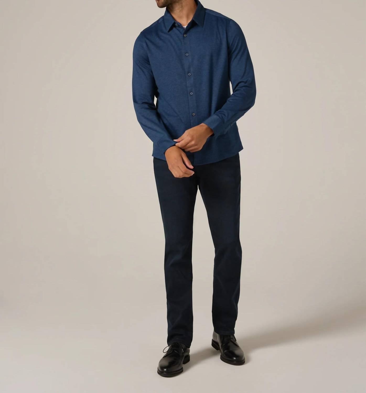 7Diamonds Bowery Textured Knit Long Sleeve Shirt in navy - men's shirt - view 4