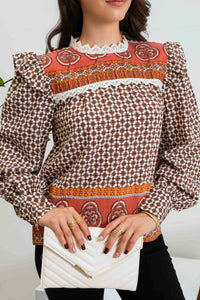 Blu Pepper - Geometric Long Sleeves Blouse