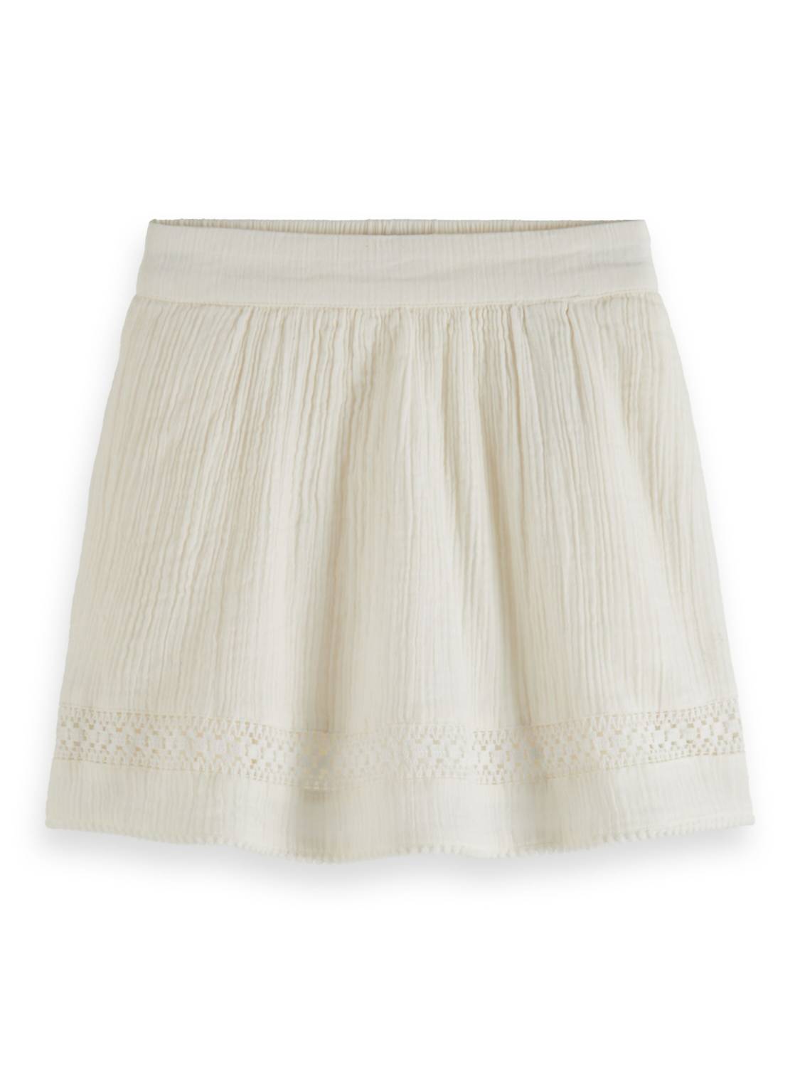 Scotch & Soda - Girl's Lace Detail Crinkle Cotton Mini Skirt