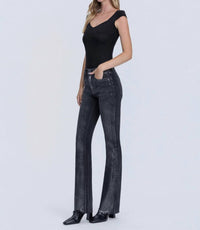 Flying Monkey - Metallic Coated Bootcut Jeans