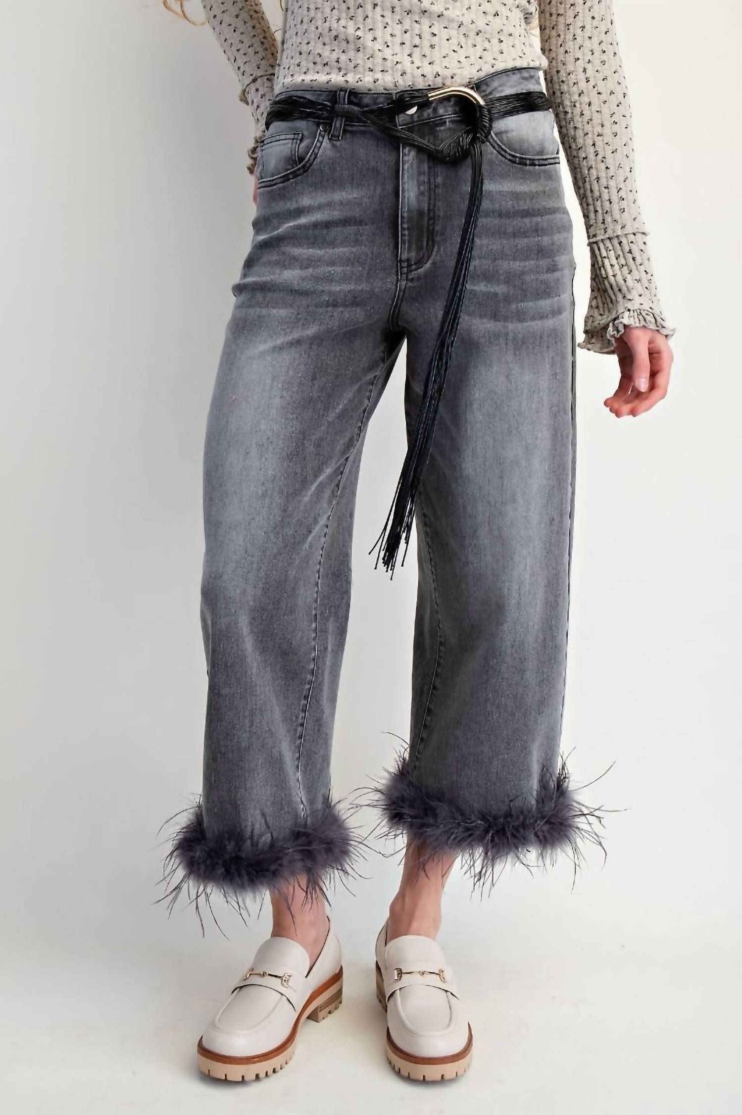 Easel - Women's Feathered Edge Denim Jeans