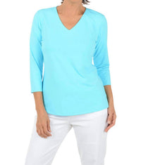 Lulu-B - Women's 3/4 Sleeve V-neck Top