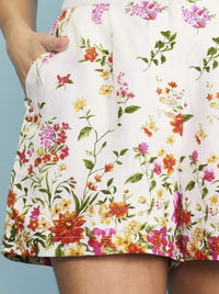 Skies Are Blue - Floral Print Shorts