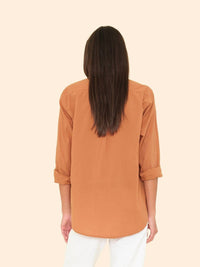 XIRENA Beau Long Sleeve Shirt in ginger - women's shirt - detail view