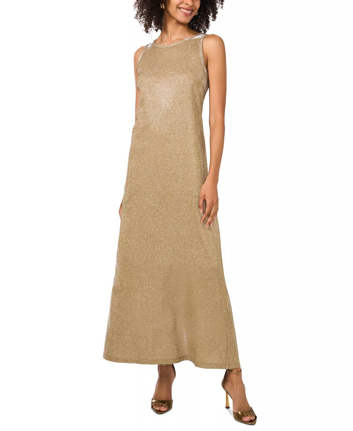 VINCE CAMUTO Sleeveless Metallic Maxi Dress in gold - women's dress