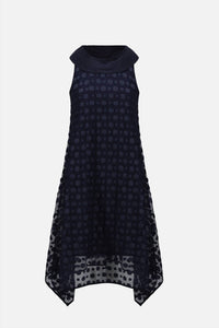 Joseph Ribkoff - Dot Embroidered Mesh Handkerchief Dress