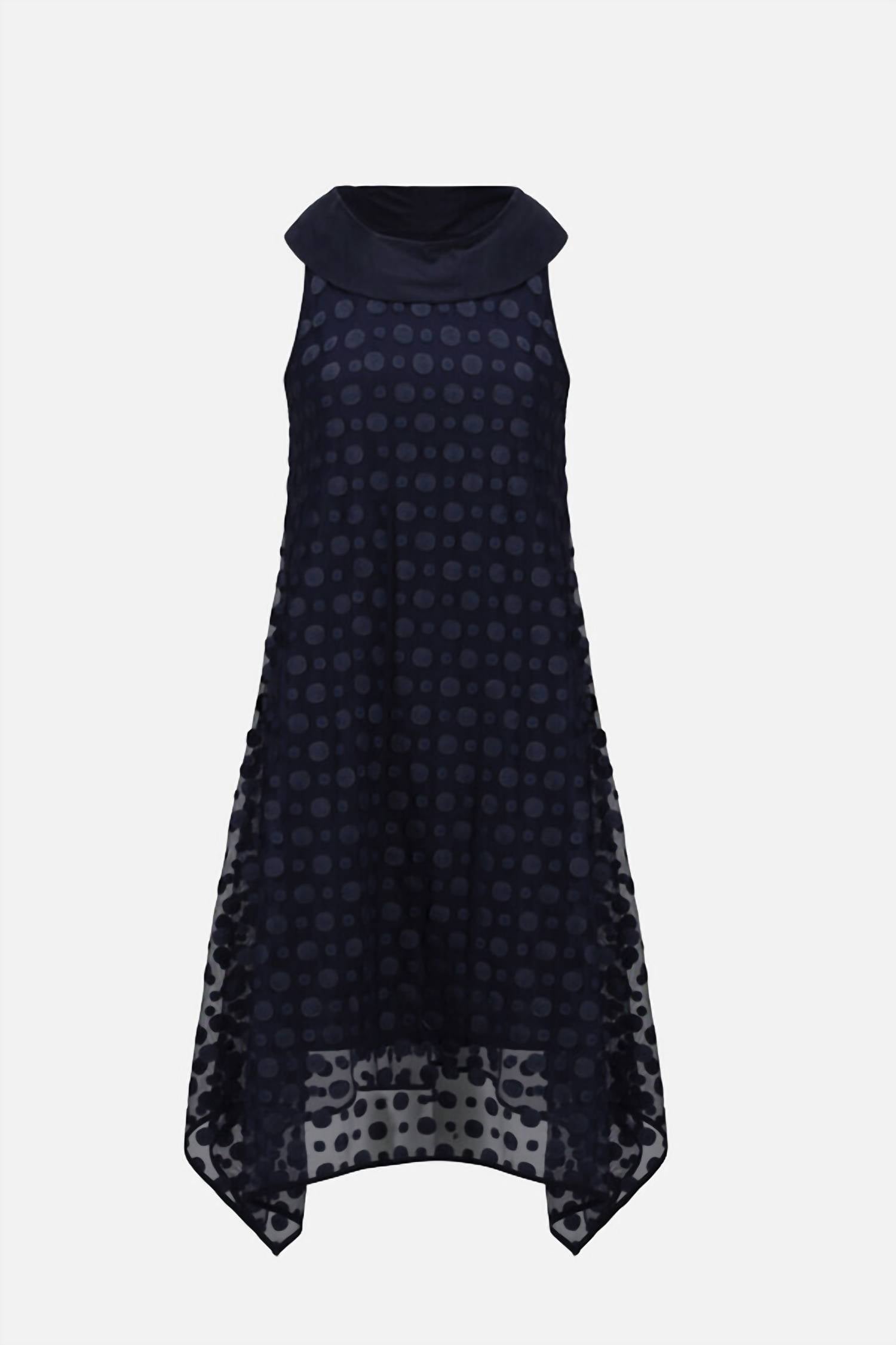 Joseph Ribkoff - Dot Embroidered Mesh Handkerchief Dress