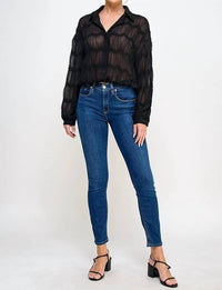 Allie Rose - Romantic Sheer Button Front Blouse