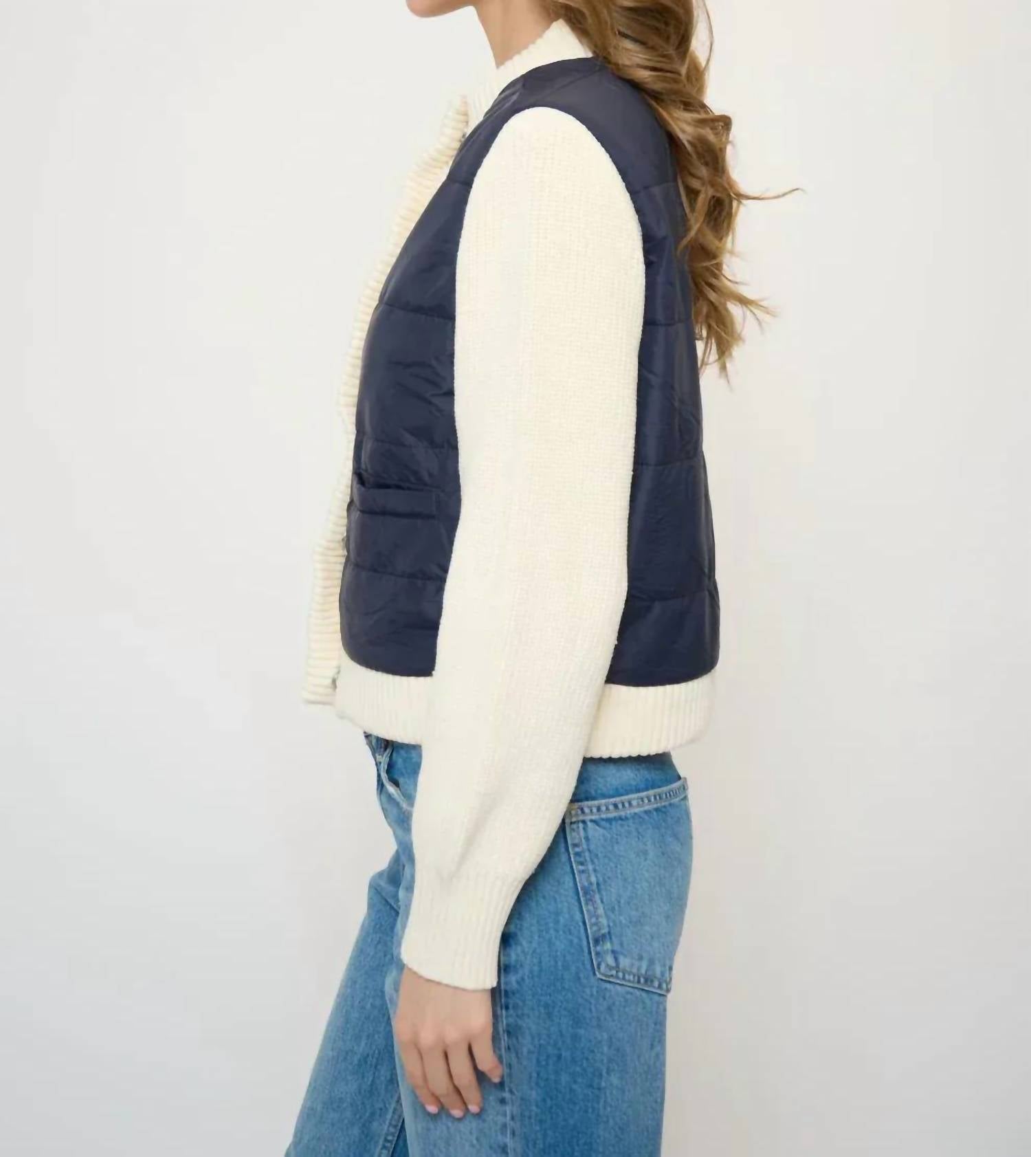 Central Park West - Nylon Quilted Jacket With Sweater Sleeves