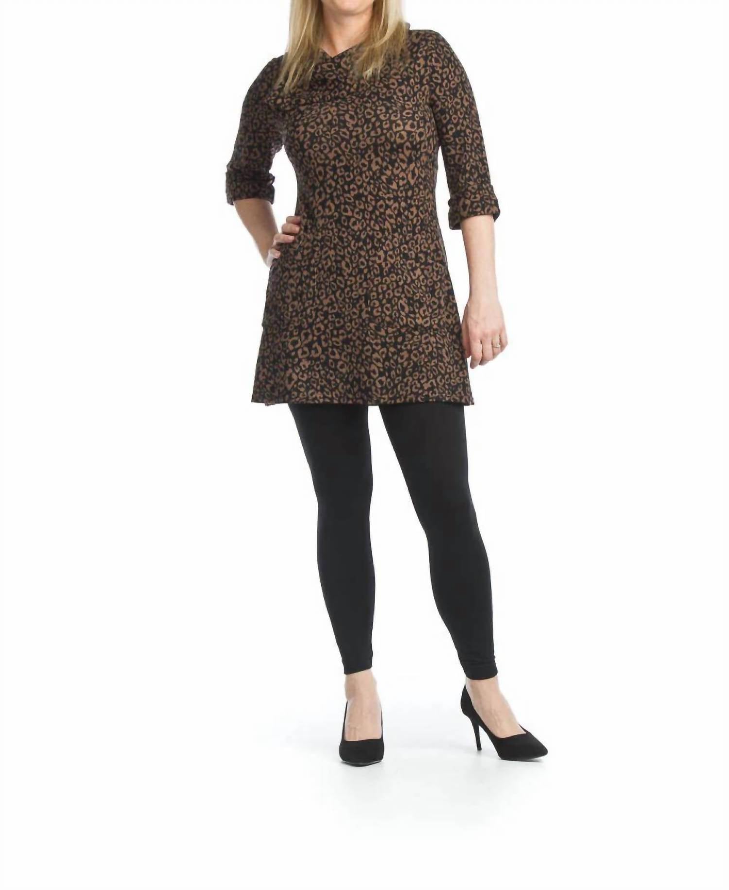 Papillon - Leo Print A Line Sweater Dress