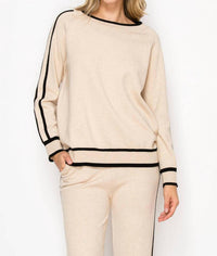 Joh Salina Knitted Sweater Top in khaki - women's sweater - detail view
