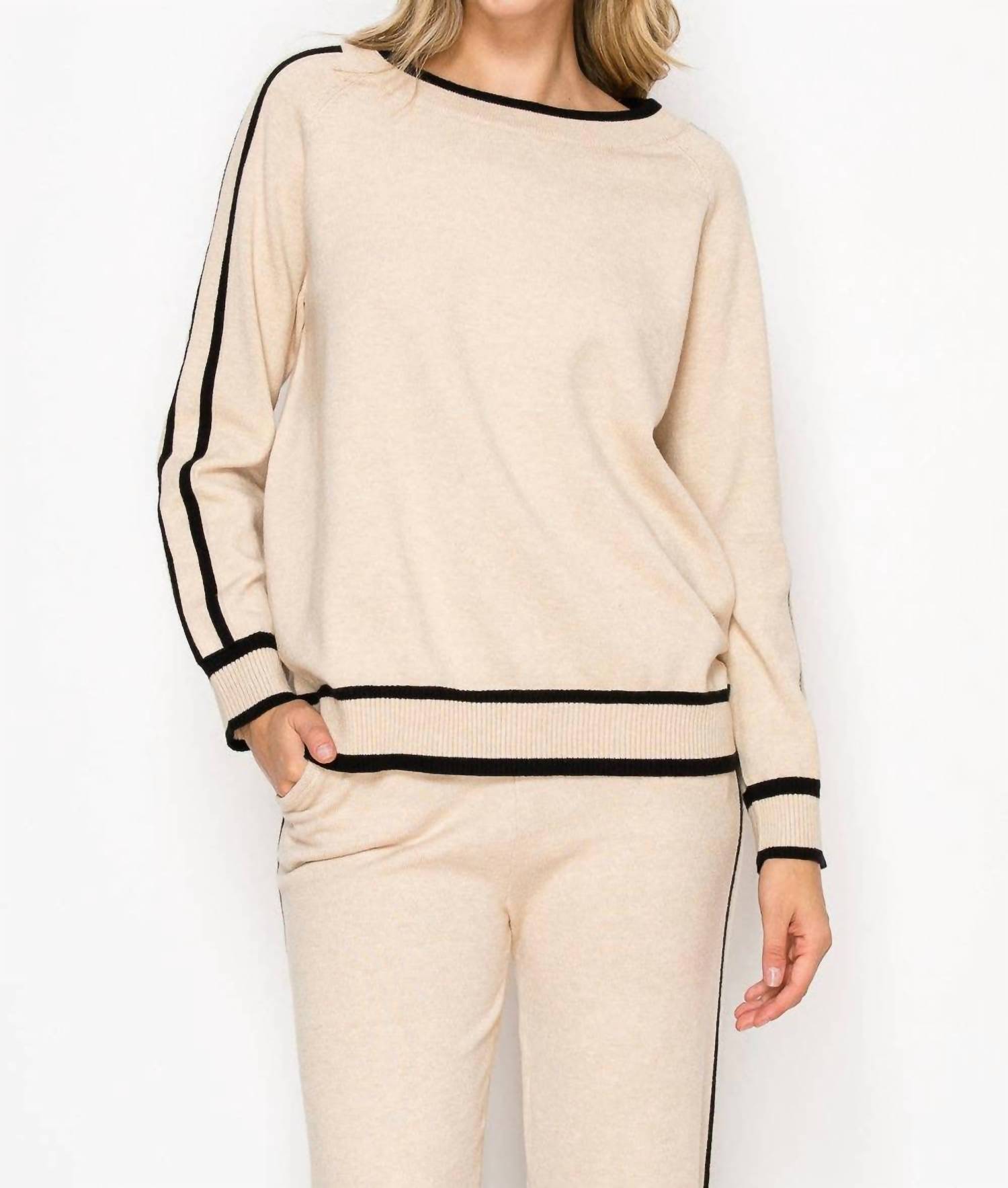 Joh Salina Knitted Sweater Top in khaki - women's sweater - detail view