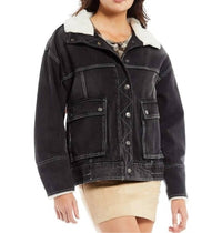 Free People - Ariel Cozy Denim Bomber Jacket