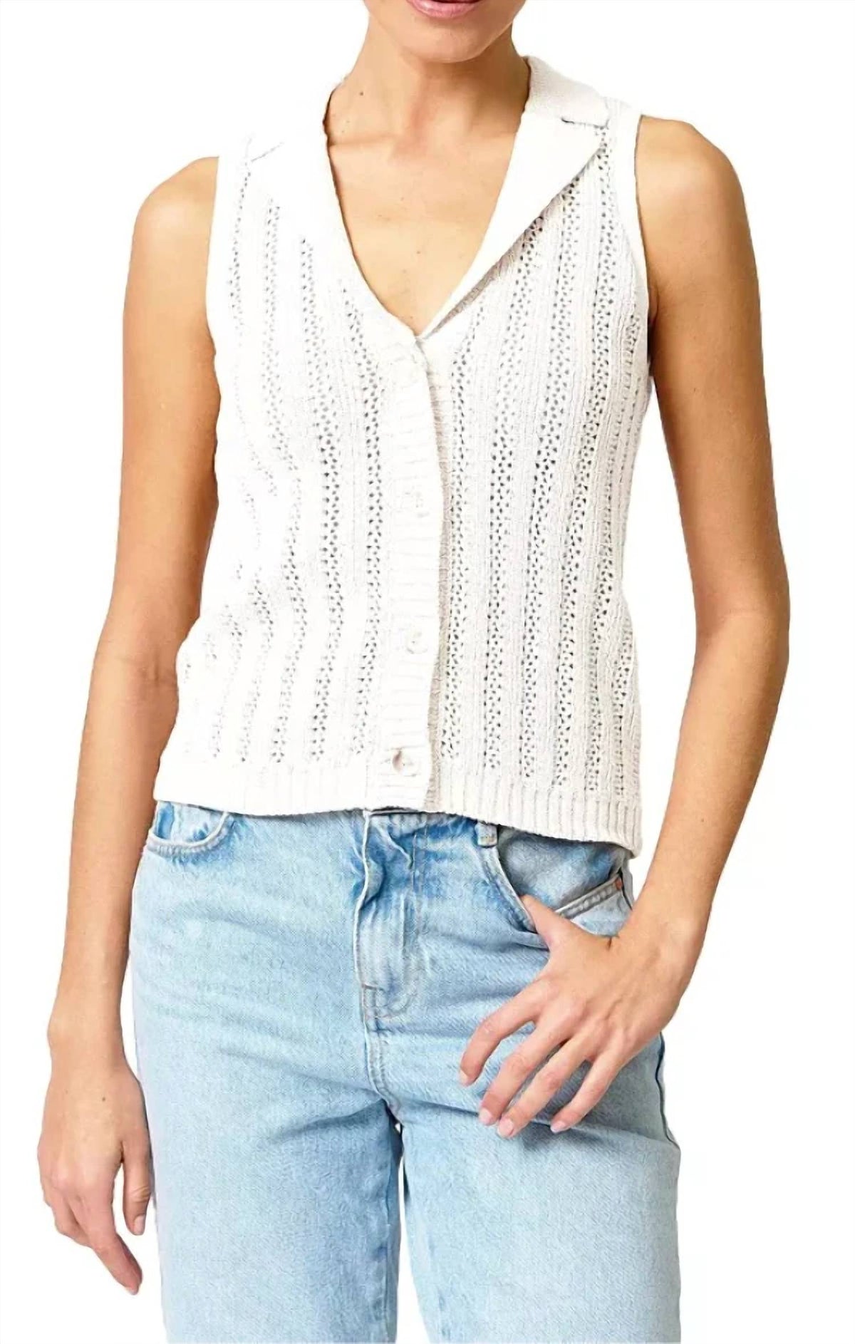 Central Park West - Women's Francie Mesh Stitch Sleeveless Vest
