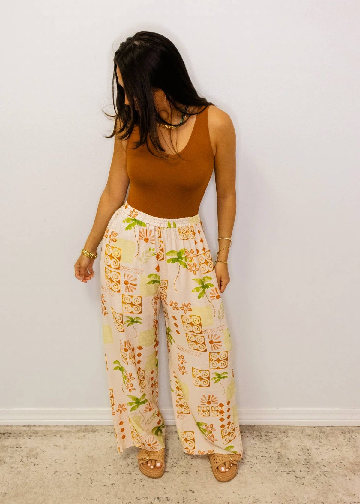 Fate - Tropical Print Wide Leg Pants