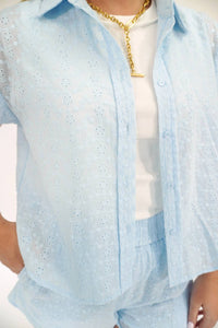 Hyfve - Aria Cotton Eyelet Dolman Button-up Shirt