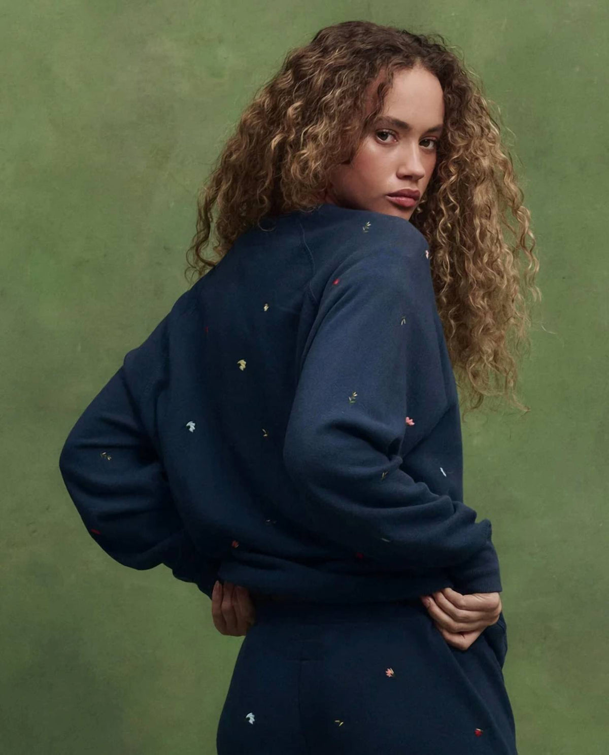 The Great. - College Sweatshirt With Tossed Floral Embroidery