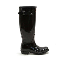 HUNTER Women's Original Tall Gloss Rain Boots in black - women's shoe - alternate view