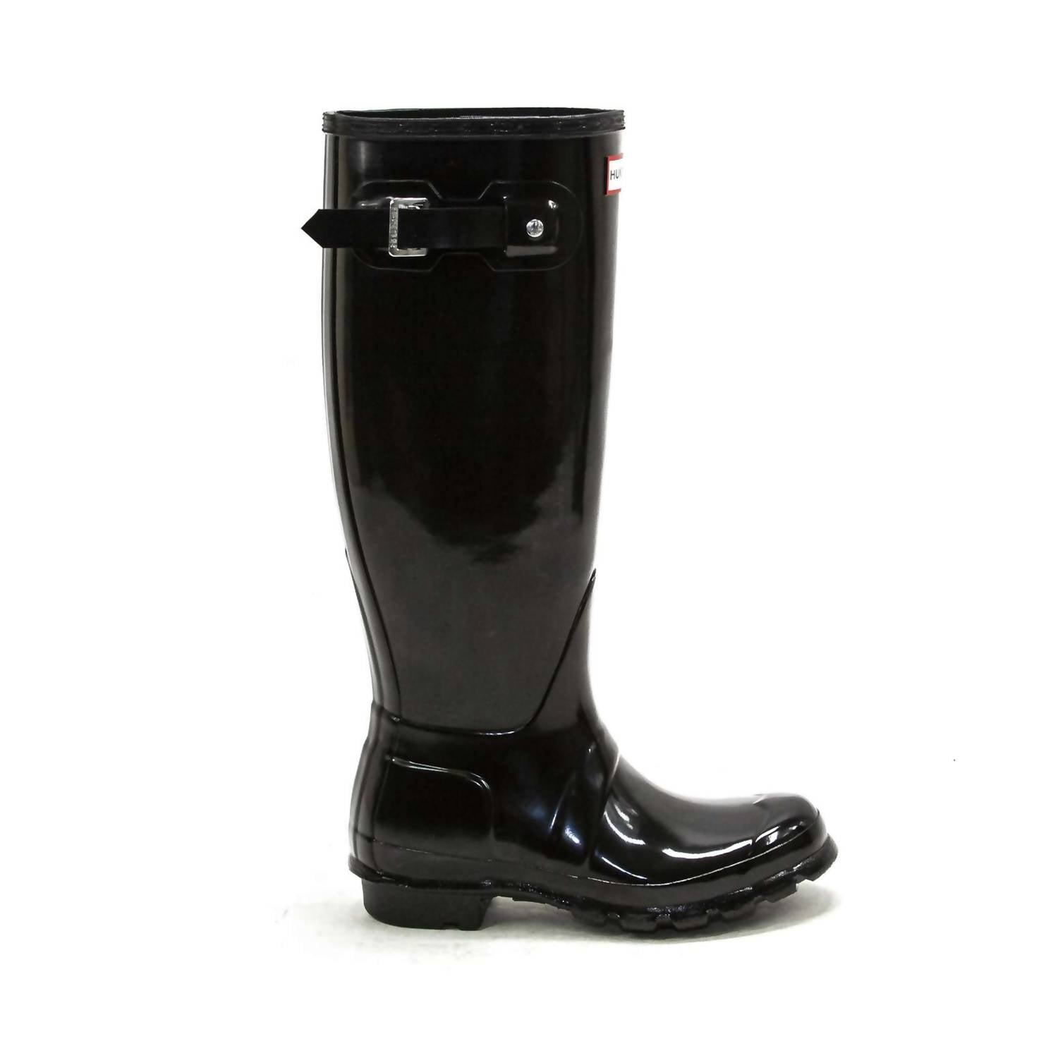 HUNTER Women's Original Tall Gloss Rain Boots in black - women's shoe - alternate view