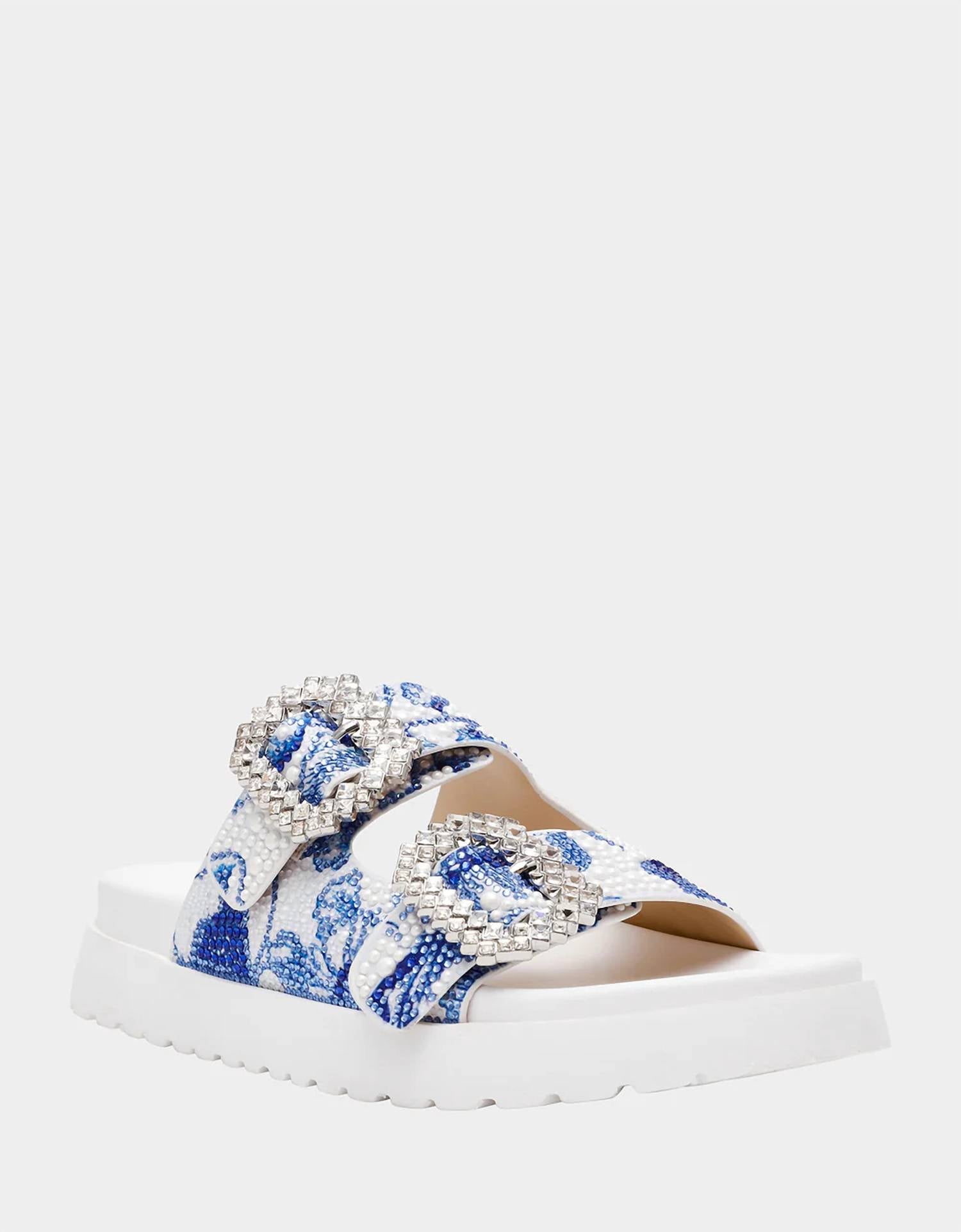 Betsey Johnson Women's Matie Sandal in white blue floral - women's sandal