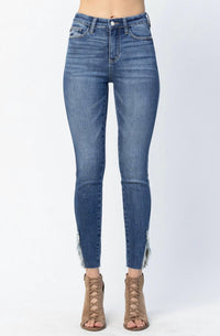 Judy Blue - Edinburg High Rise Split Hem Skinny Jeans - Regular Sizing