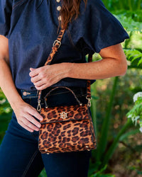 Caroline Hill Women's Vivienne Handbag in spotted saddle - women's bag - detail view