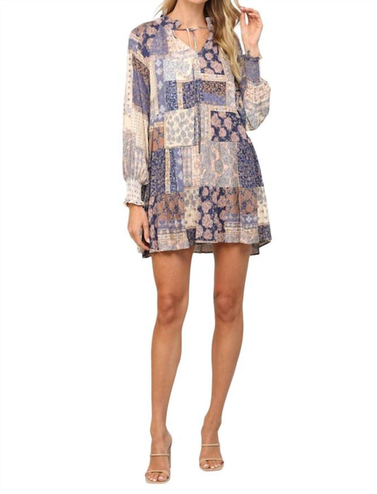 Fate - Patchwork Print Long Sleeve Dress