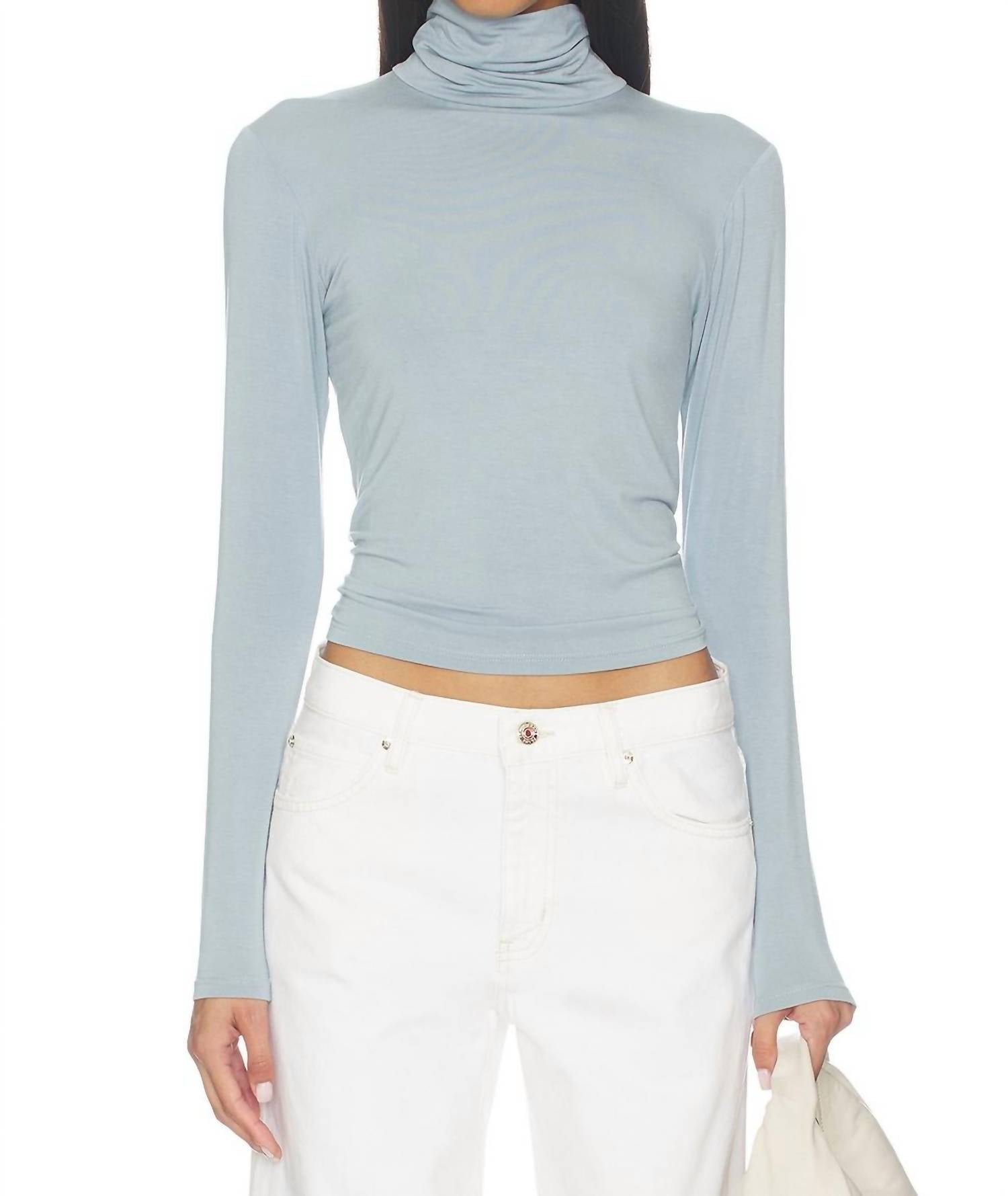 RIPLEY RADER Turtleneck Top in chambray - women's long sleeve top