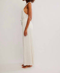Free People Women's Wait A Minute Romper in oatmeal combo - women's pants - detail view