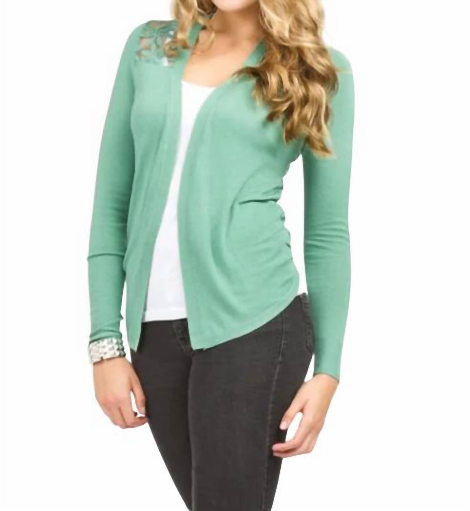 Papillon - Lace Back Long Sleeve Waterfall Cardigan