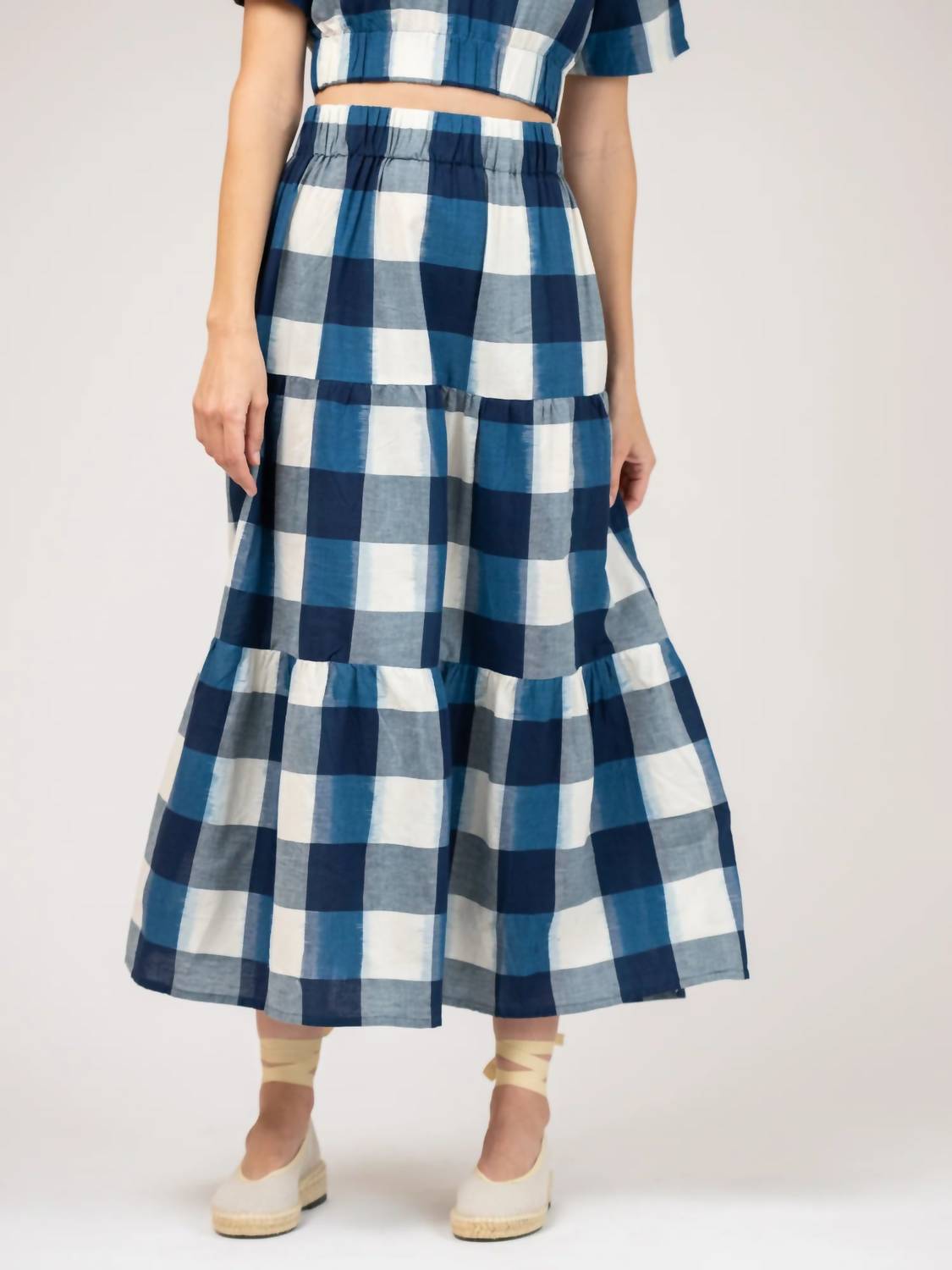 Beau & Ro - Abby Check Ikat Maxi Skirt