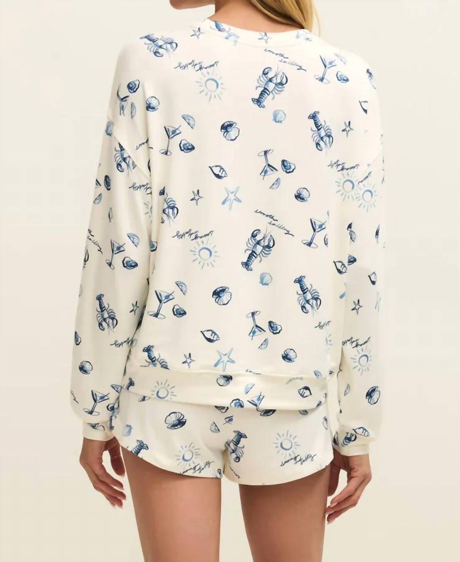 Z Supply Lost At Sea Long Sleeve Top in vanilla ice - women's top - detail view