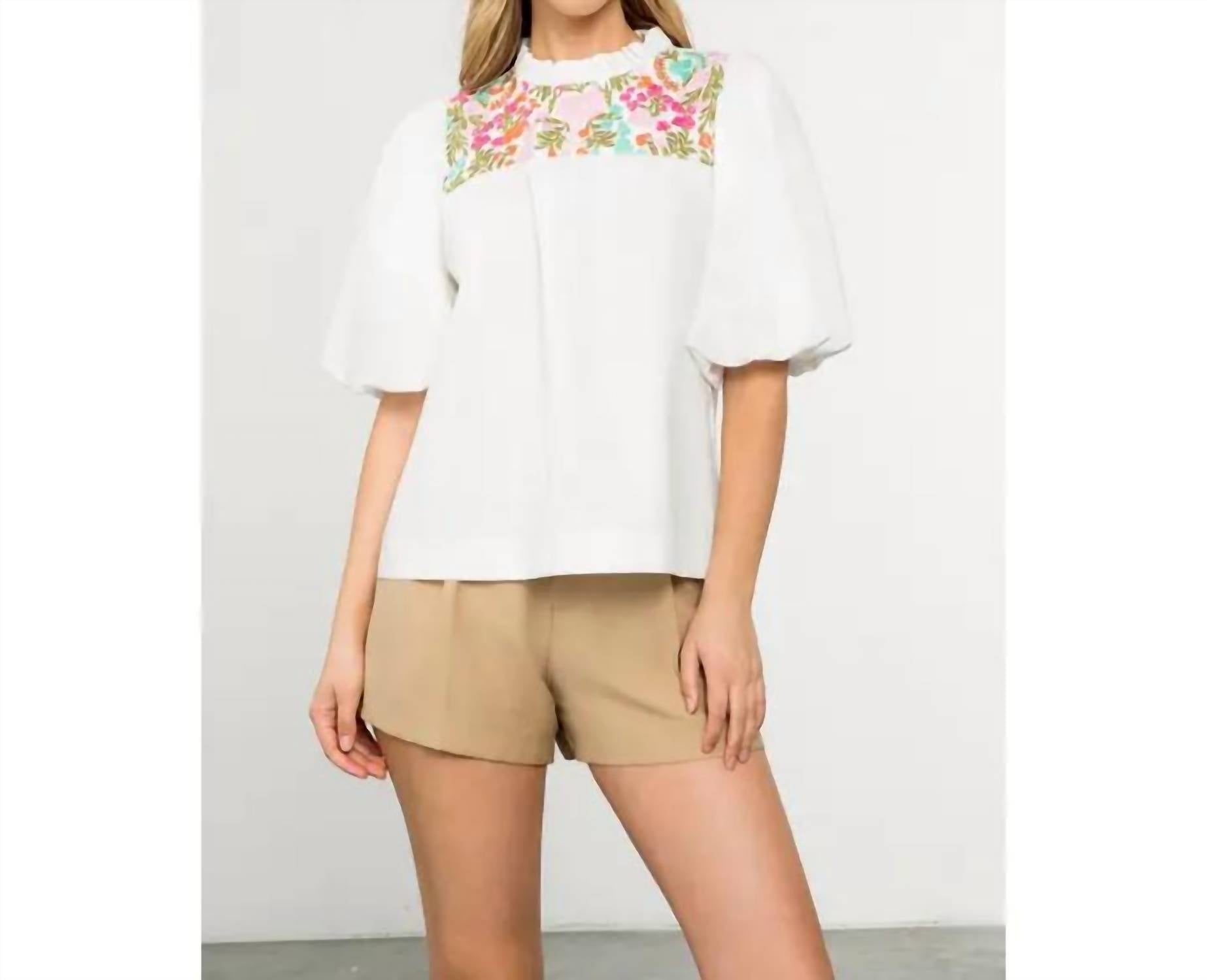Thml - Women's Puff Sleeve Embroidered Top