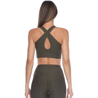 GOLDHAUS Tiktok Sports Bra in olive - women's intimate - detail view