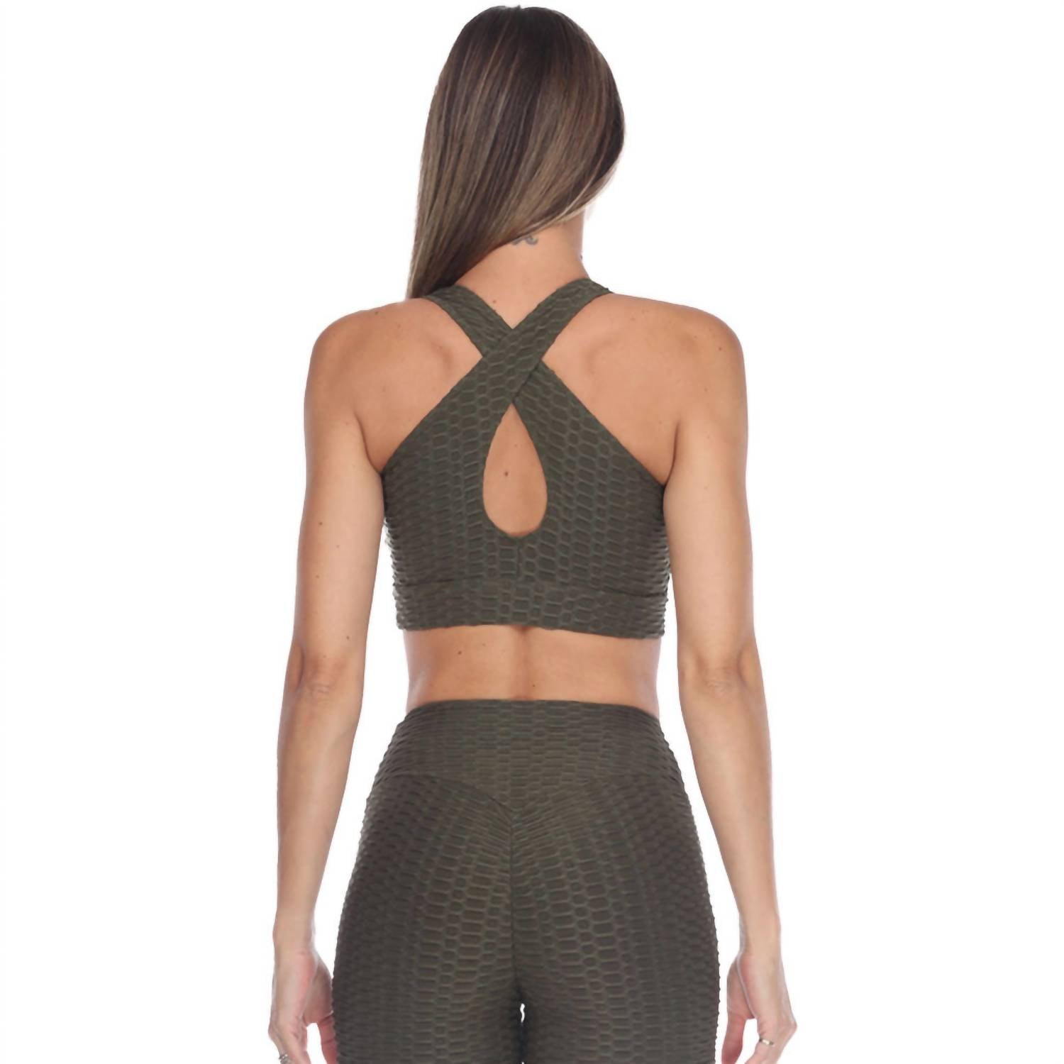 GOLDHAUS Tiktok Sports Bra in olive - women's intimate - detail view