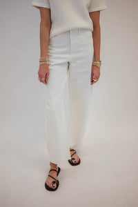 Bayeas High Rise Barrel Leg Jeans in white - women's jeans