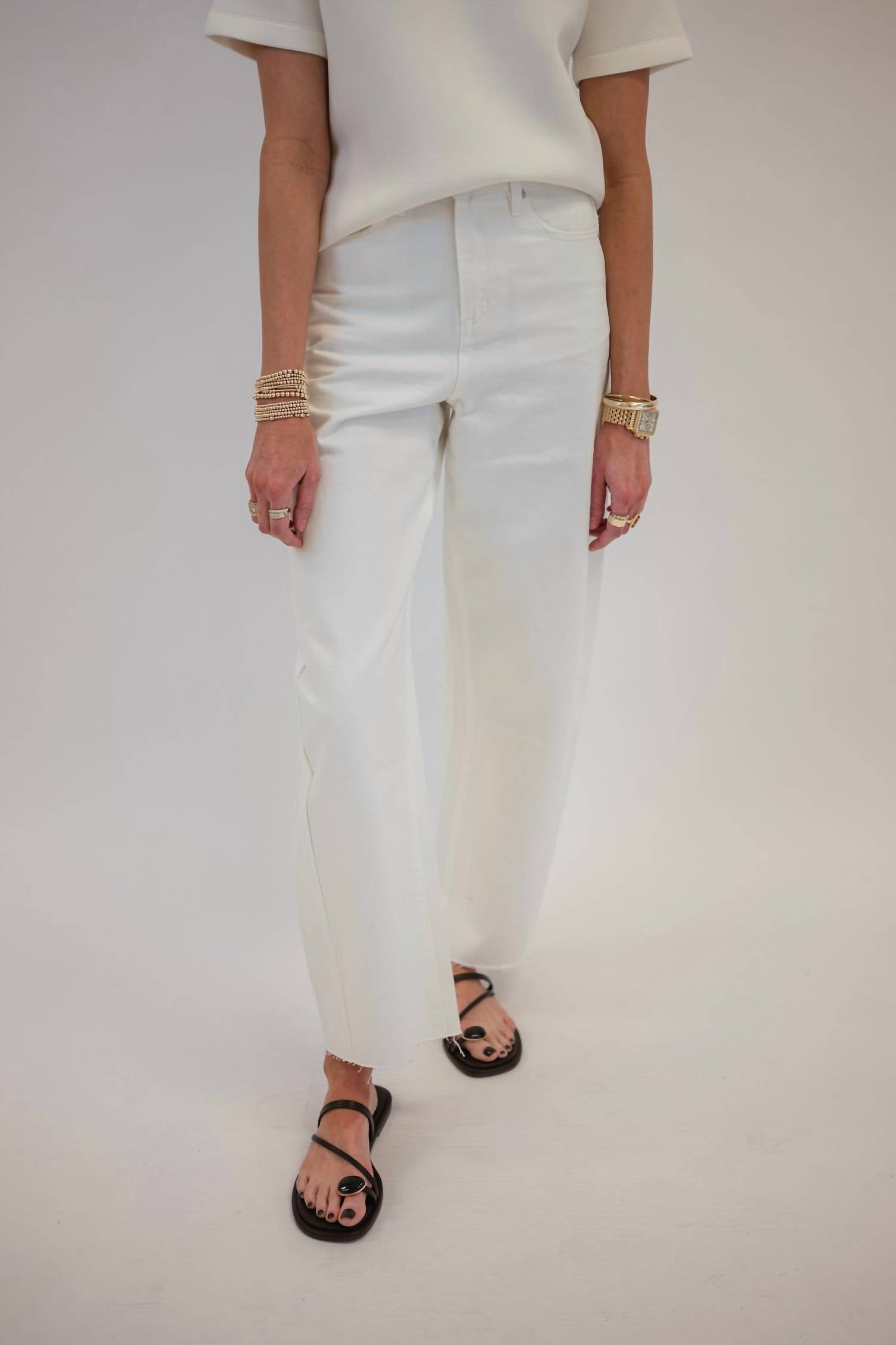 Bayeas High Rise Barrel Leg Jeans in white - women's jeans