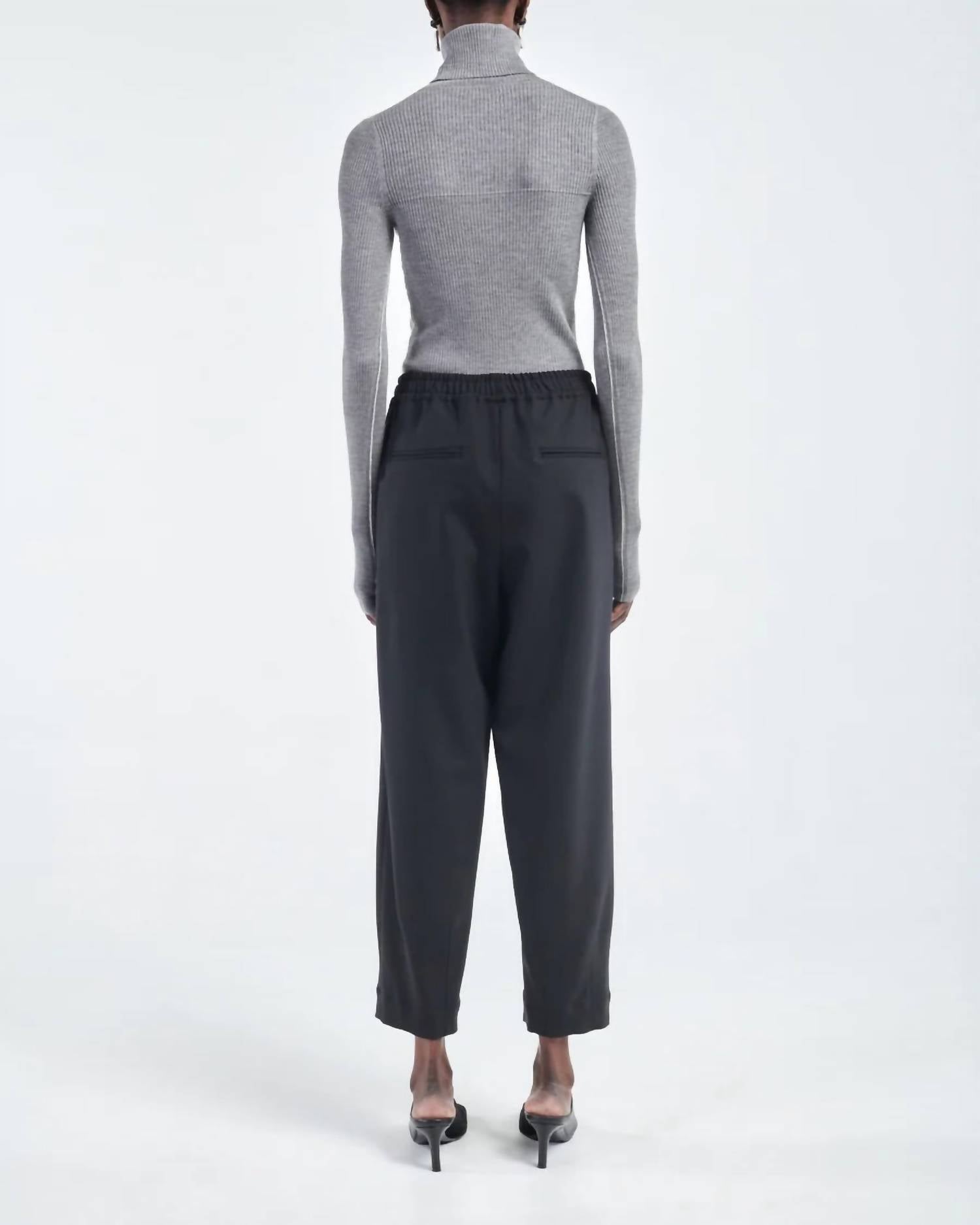 Maria McManus Barrel Leg Drawstring Trouser in black - women's pants - alternate view