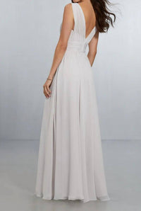 Morilee - Draped Full Length Chiffon A-line Gown