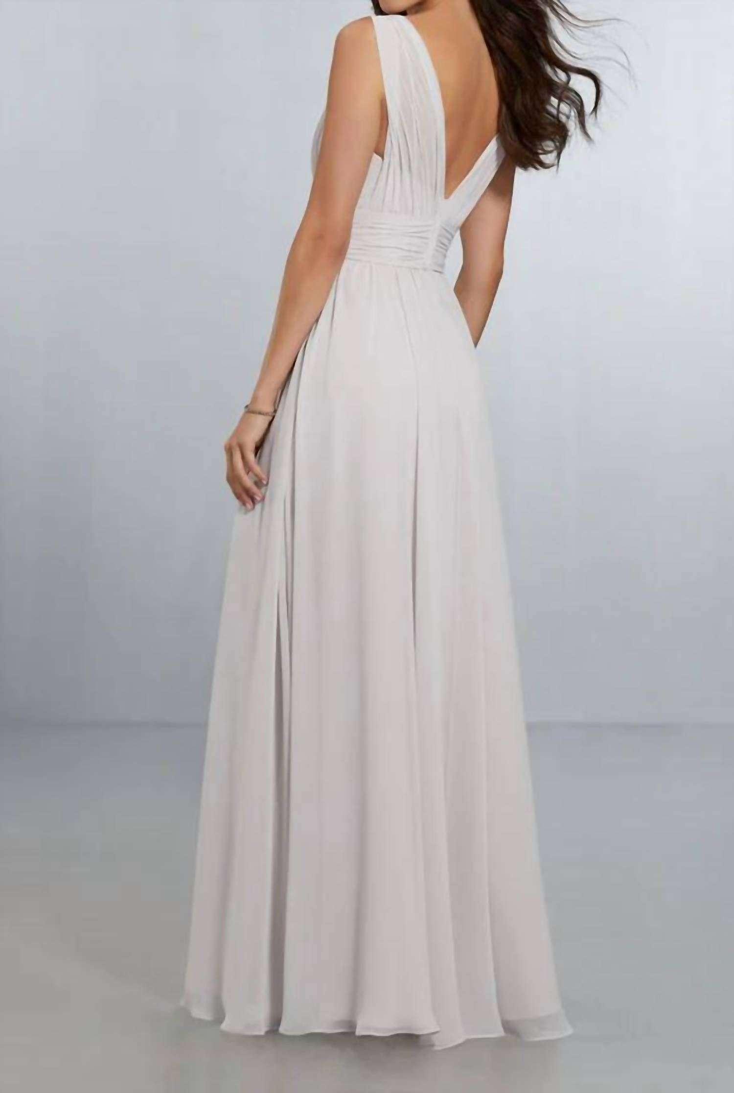 Morilee - Draped Full Length Chiffon A-line Gown