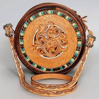 American Darling - Women's Hand Tooled Genuine Leather Canteen Bag