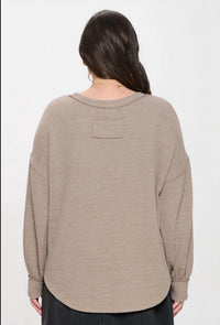 Perch By Blu Pepper - Drop Shoulder Sweater Knit Top - Plus