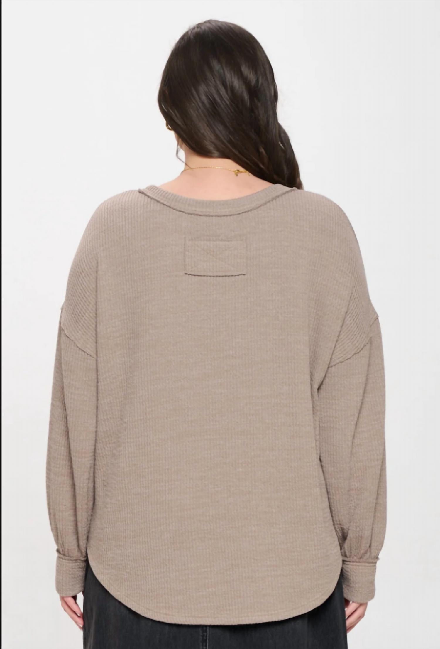 Perch By Blu Pepper - Drop Shoulder Sweater Knit Top - Plus