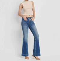 VERVET BY FLYING MONKEY Mid Rise Trouser Hem Flare Jean in gleefully - women's jeans - view 7