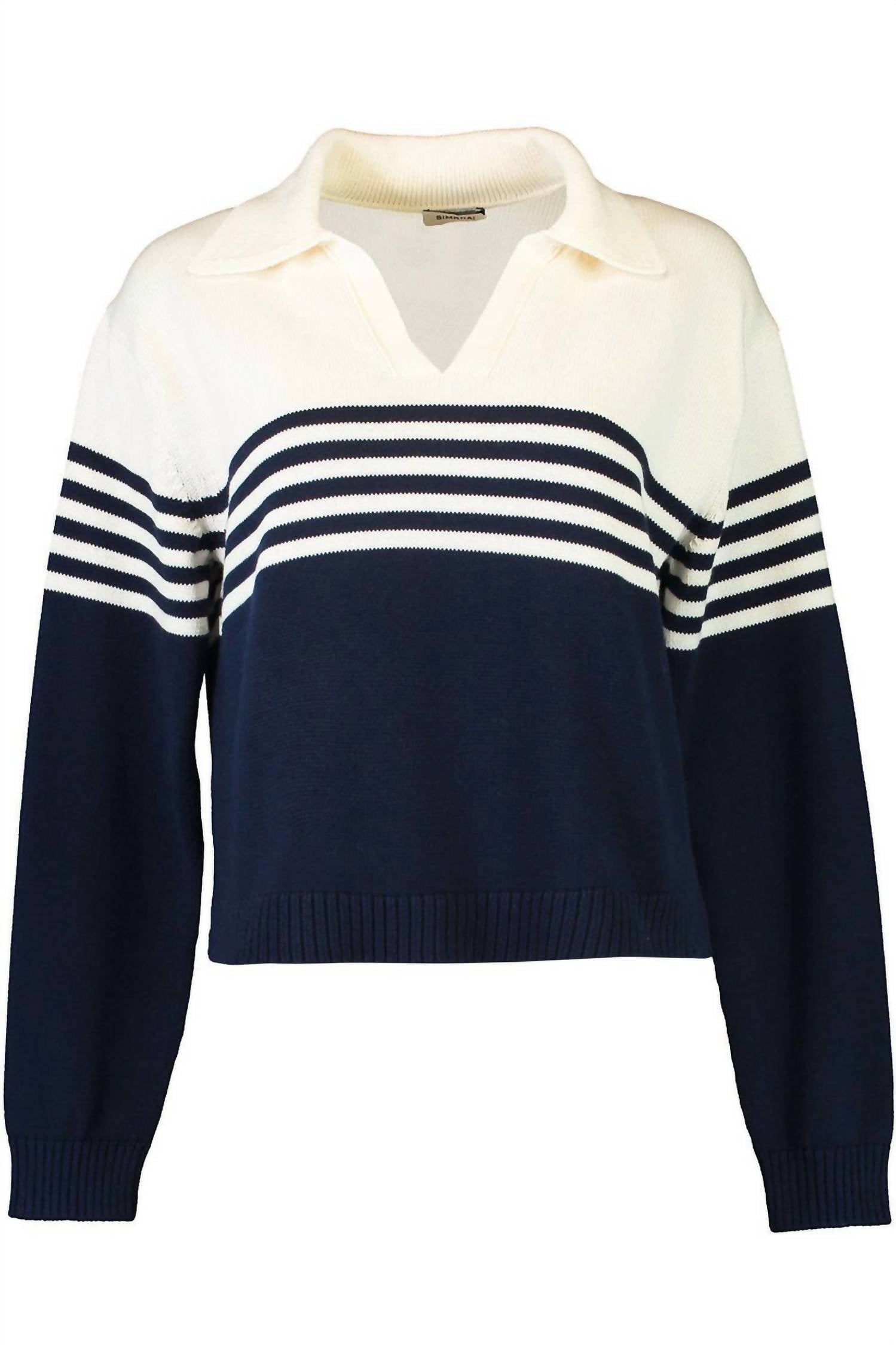 SIMKHAI Jules Knit Polo in midnight stripe - women's long sleeve top - view 4